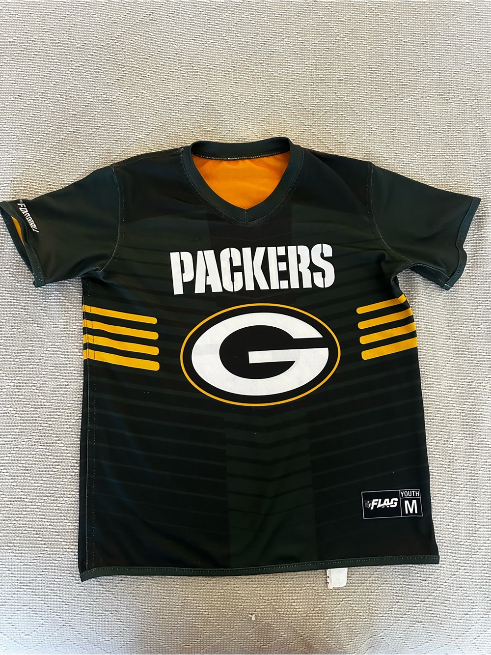 Green Bay Packers Youth NFL Flag football jersey reversible green/yellow Medium